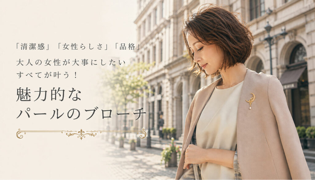 「清潔感」「女性らしさ」「品格」大人の女性が大事にしたいすべてが叶う！魅力的なパールのブローチ