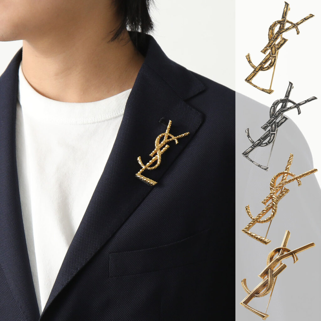 SAINT LAURENT サンローラン ブローチ OPYUM BROCHE オピウム 470371 652410 700582 Y1500 レディース YSL カサンドラロゴ ピンバッチ クロコダイル ツイスト スネーク カラー4色