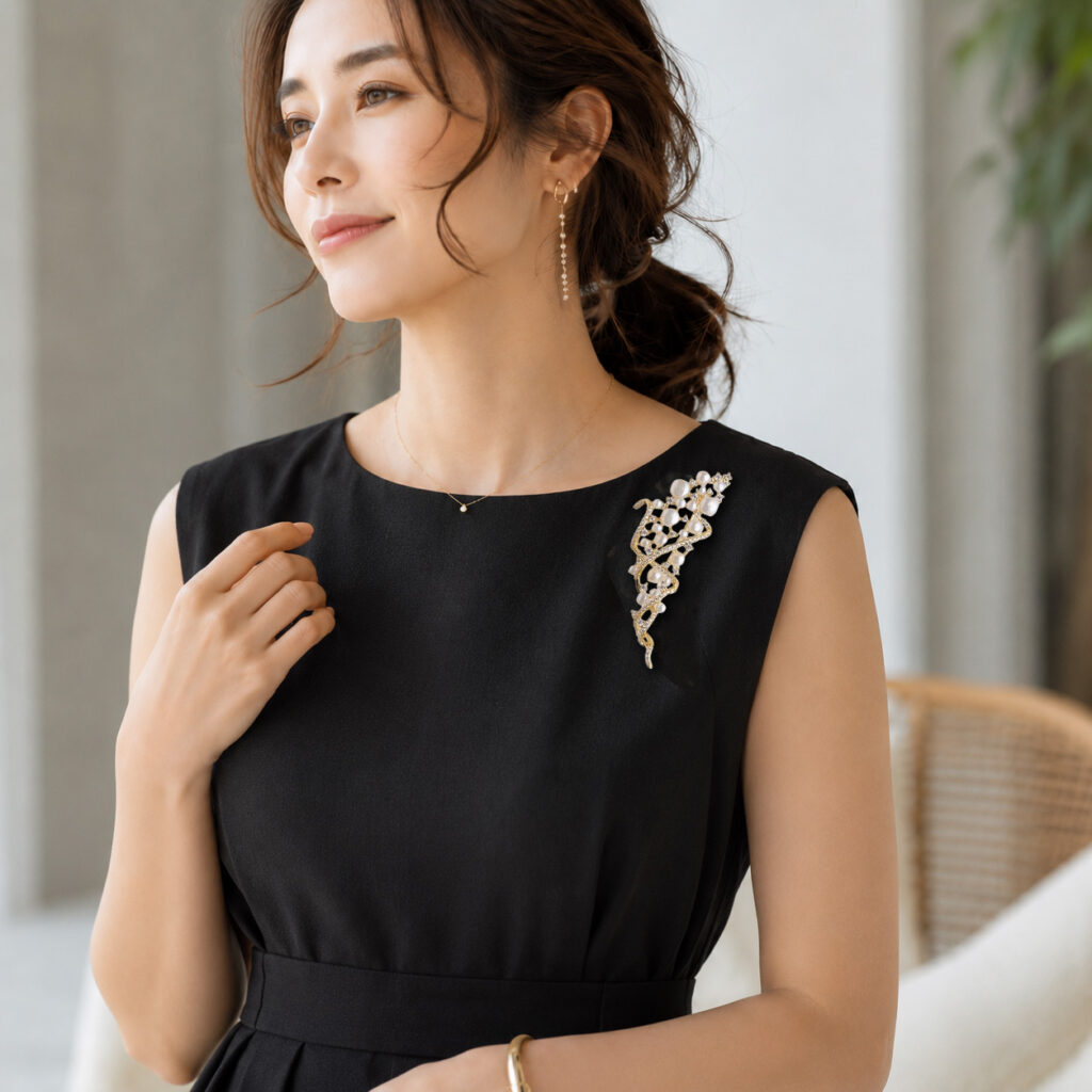 Jeweliss アエノール Aenor フレンチレース 淡水パール ブーケ ブローチ ジュエリス　夏のセレモニー　コーディネート