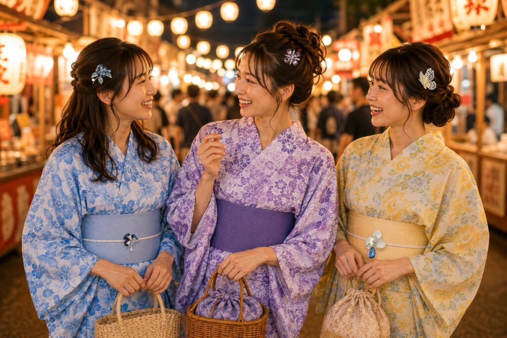 ブローチ　アレンジメント　浴衣　夏祭