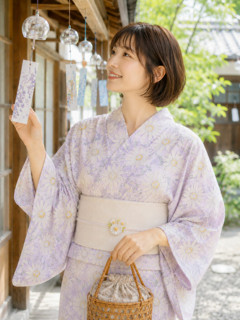 浴衣　夏祭り　ブローチ　コーディネート　アレンジ