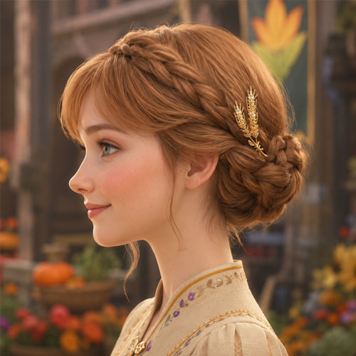 アナと雪の女王2 収穫祭 麦 ブローチ ヘアスタイル アナ