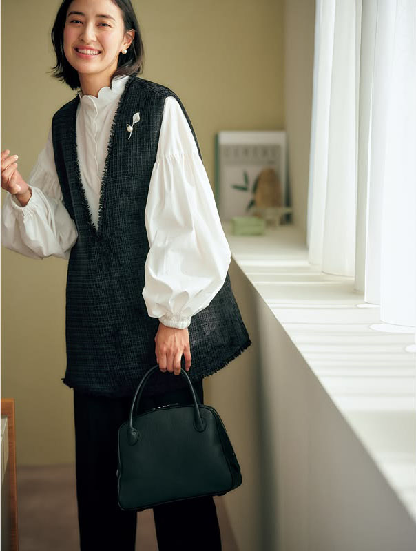 ブローチ 入学式 コーディネート ジレ